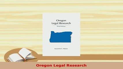 Download  Oregon Legal Research Free Books