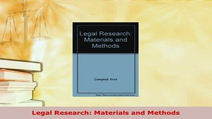 Download  Legal Research Materials and Methods Free Books