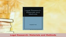 Download  Legal Research Materials and Methods Free Books