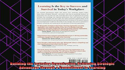 best book  Building the Learning Organization Achieving Strategic Advantage through a Commitment to