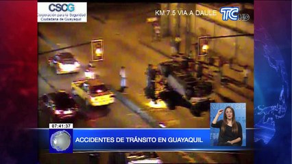 Cámaras captaron volcamiento en la vía a Daule