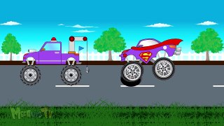 Big Truck Counting Super Man Monster Trucks - Video Learning For Kids