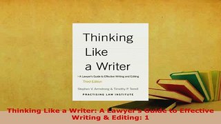 PDF  Thinking Like a Writer A Lawyers Guide to Effective Writing  Editing 1 Free Books