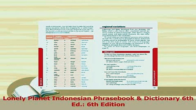 PDF Lonely Planet Indonesian Phrasebook Dictionary 6th Ed 6th Edition Download Full Ebook