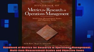 Downlaod Full PDF Free  Handbook of Metrics for Research in Operations Management Multiitem Measurement Scales Online Free