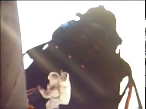 Apollo 11 commander Neil Armstrong's first steps from the Lunar Module