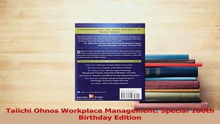 Read  Taiichi Ohnos Workplace Management Special 100th Birthday Edition PDF Online