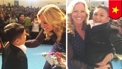 Lingerie tycoon picks up and cuddles man who she mistook for a 6-year-old child