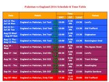 Pakistan vs England 2016 Schedule & Time Table