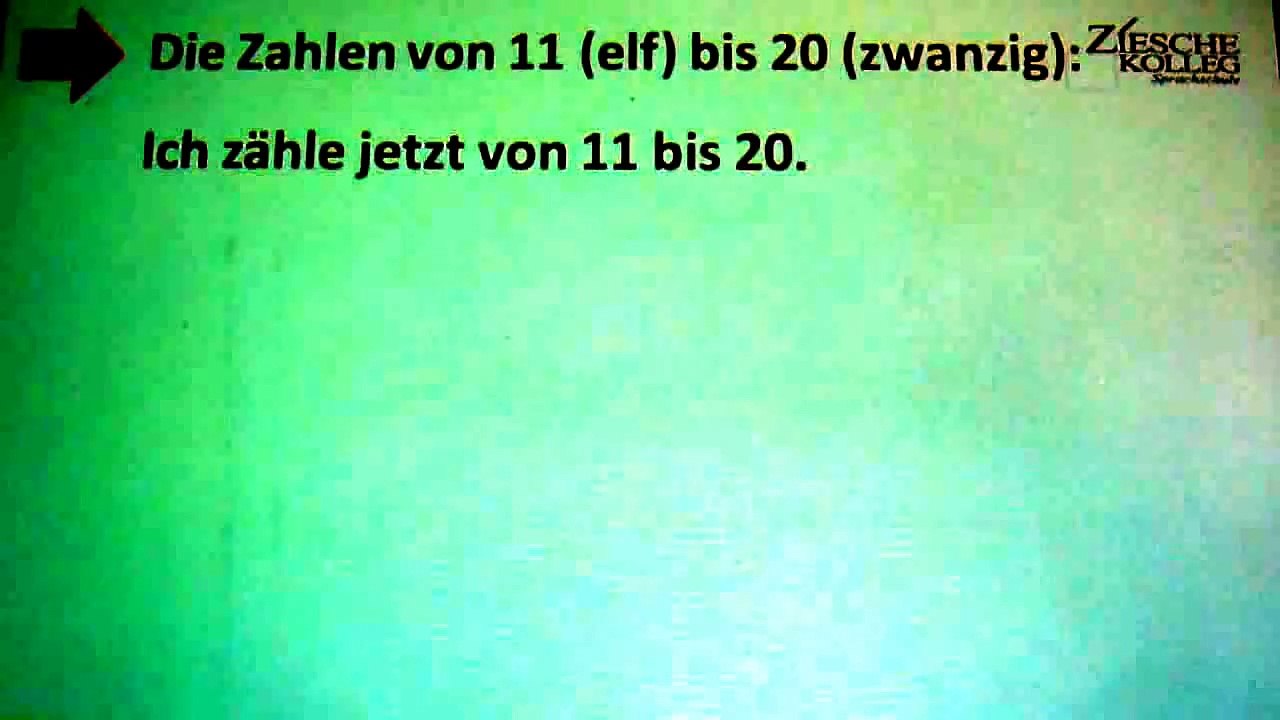 Deutsch lernen A1 / A2 kostenlos - die Zahlen 11 bis 20