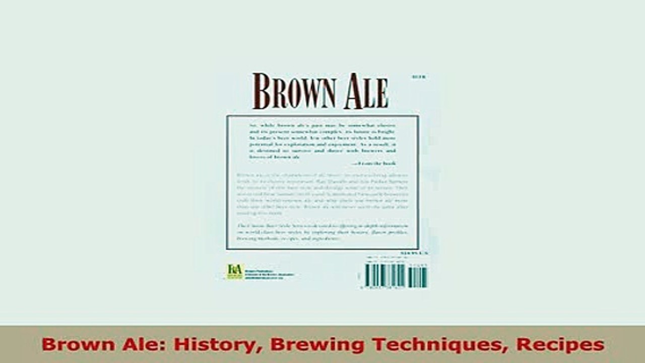 PDF  Brown Ale History Brewing Techniques Recipes Download Online