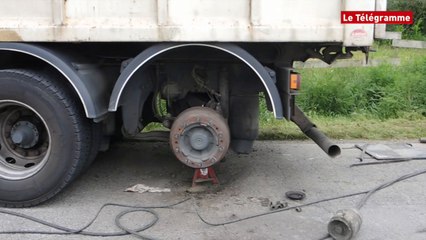 Plouharnel (56). Les pneus d'un camion prennent feu et explosent