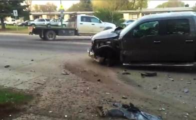 Lunatic In A Flatbed Truck Pulls A Hit And Run
