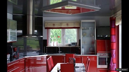 Натяжной потолок на кухне: 39 вариантов