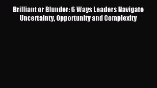 [Read book] Brilliant or Blunder: 6 Ways Leaders Navigate Uncertainty Opportunity and Complexity