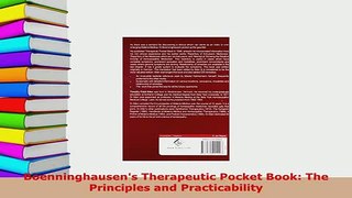 PDF  Boenninghausens Therapeutic Pocket Book The Principles and Practicability Read Full Ebook