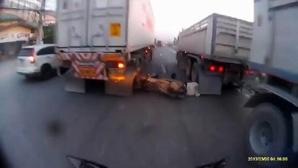 Biker fortunately survives in accident