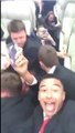 Manchester United players as their team bus was attacked by West Ham fans