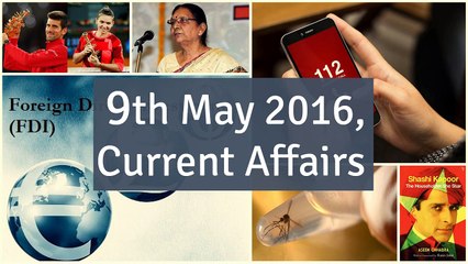 9 May 2016 Current Affair for Competition Exams