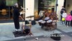 Mad Skills: Street Performer Plays Drums By Throwing And Catching The Mallets He's Juggling At Them
