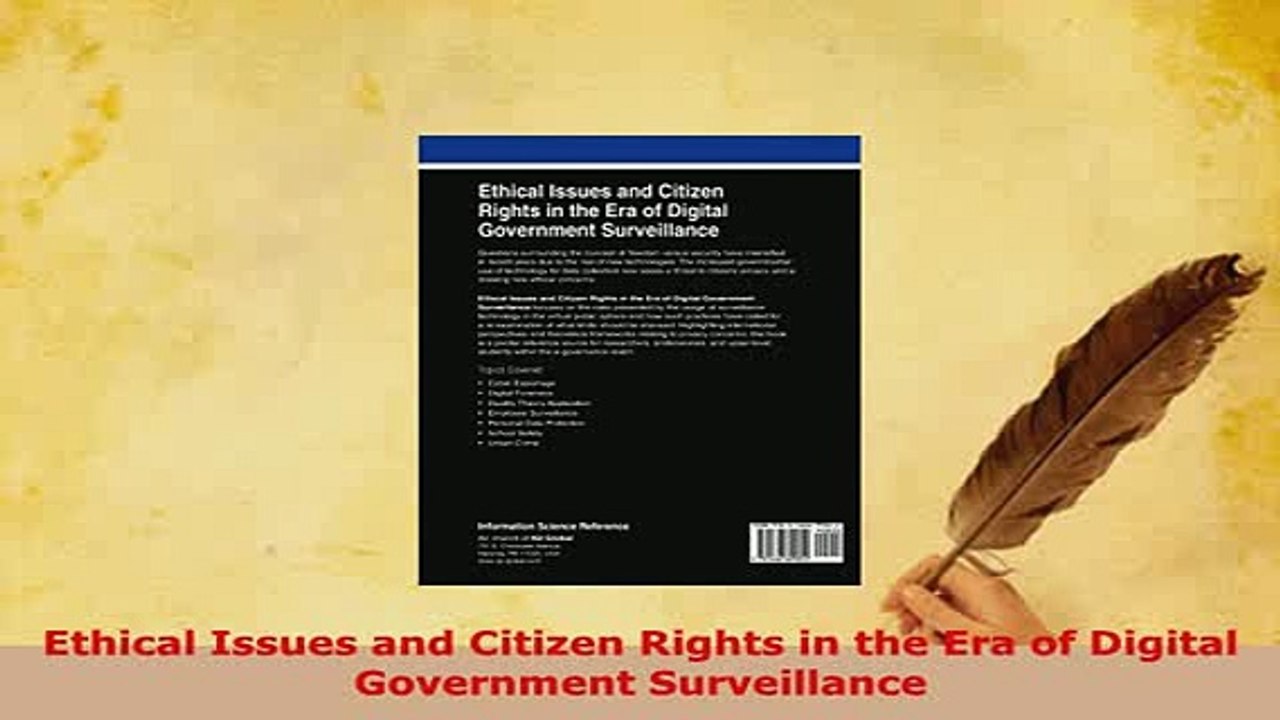 PDF  Ethical Issues and Citizen Rights in the Era of Digital Government Surveillance  EBook