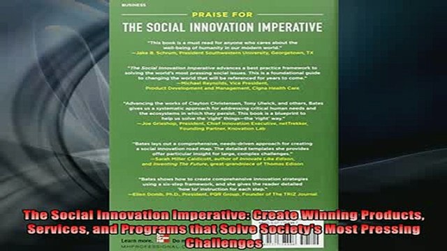 READ book The Social Innovation Imperative Create Winning Products Services and Programs that Solve Full Free