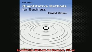 Downlaod Full PDF Free  Quantitative Methods for Business 5th ed Full Free
