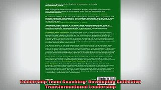 READ book  Leadership Team Coaching Developing Collective Transformational Leadership Online Free