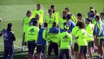 Zinedine Zidane is challenging Cristiano Ronaldo at Real Madrid training