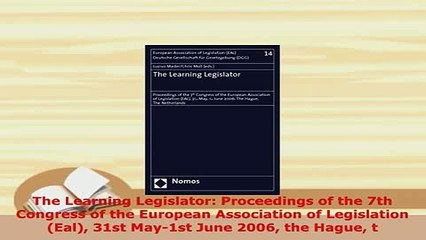 PDF  The Learning Legislator Proceedings of the 7th Congress of the European Association of  EBook