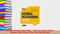 Read  Verbal Reasoning Tests  How to pass Verbal Reasoning Tests The Testing Series Ebook Free