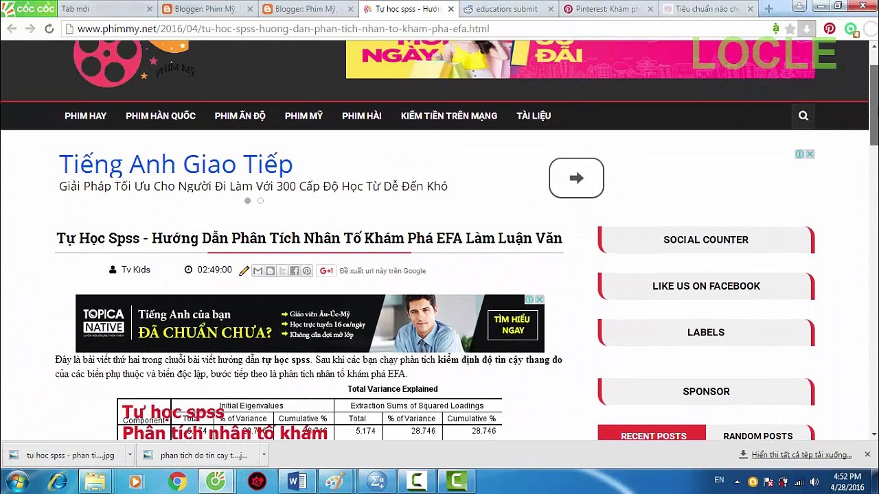 Tự học spss - Hướng dẫn chạy phân tích nhân tố khám phá EFA