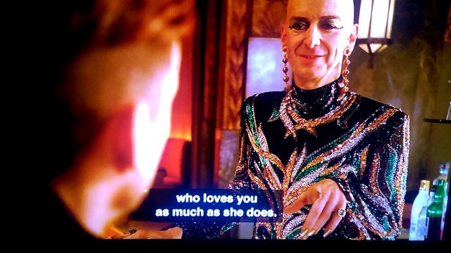 AHS - Season 5. Denis O'Hare as Liz Taylor, Sarah Paulson as Sally, Kathy Bates & Matt Bomer.