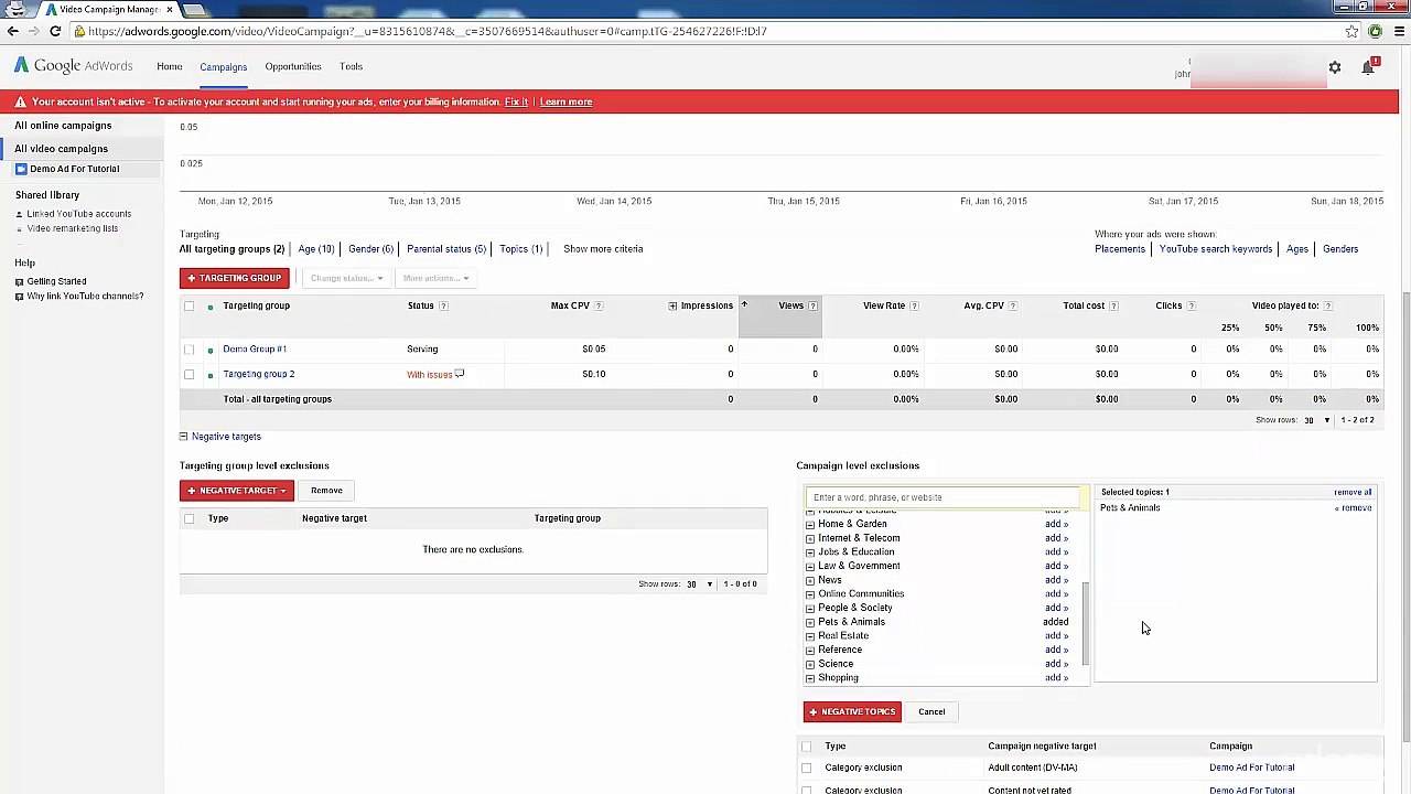 Using Negative Targets Google Adwrods