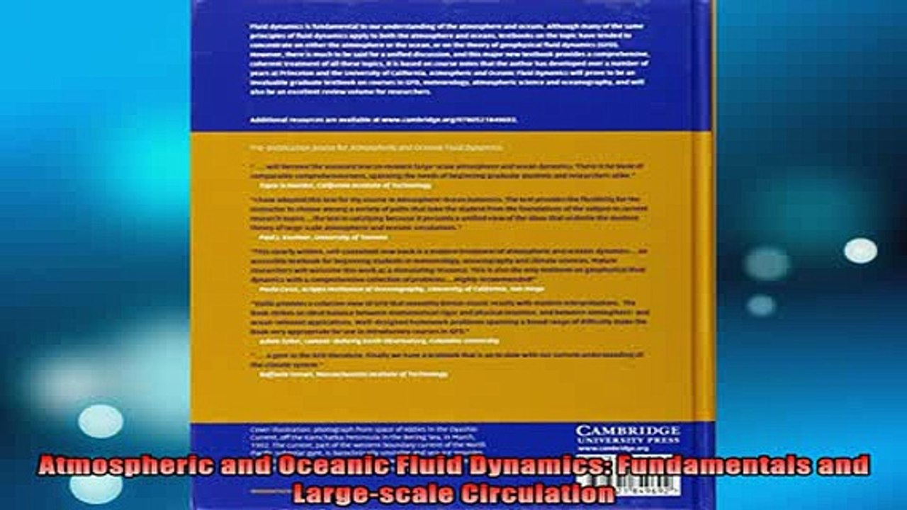 READ book  Atmospheric and Oceanic Fluid Dynamics Fundamentals and Largescale Circulation Full EBook