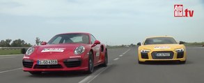 Cara a cara: Porsche 911 Turbo S contra Audi R8 V10