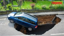 À Londres, une route s'effondre et avale une voiture