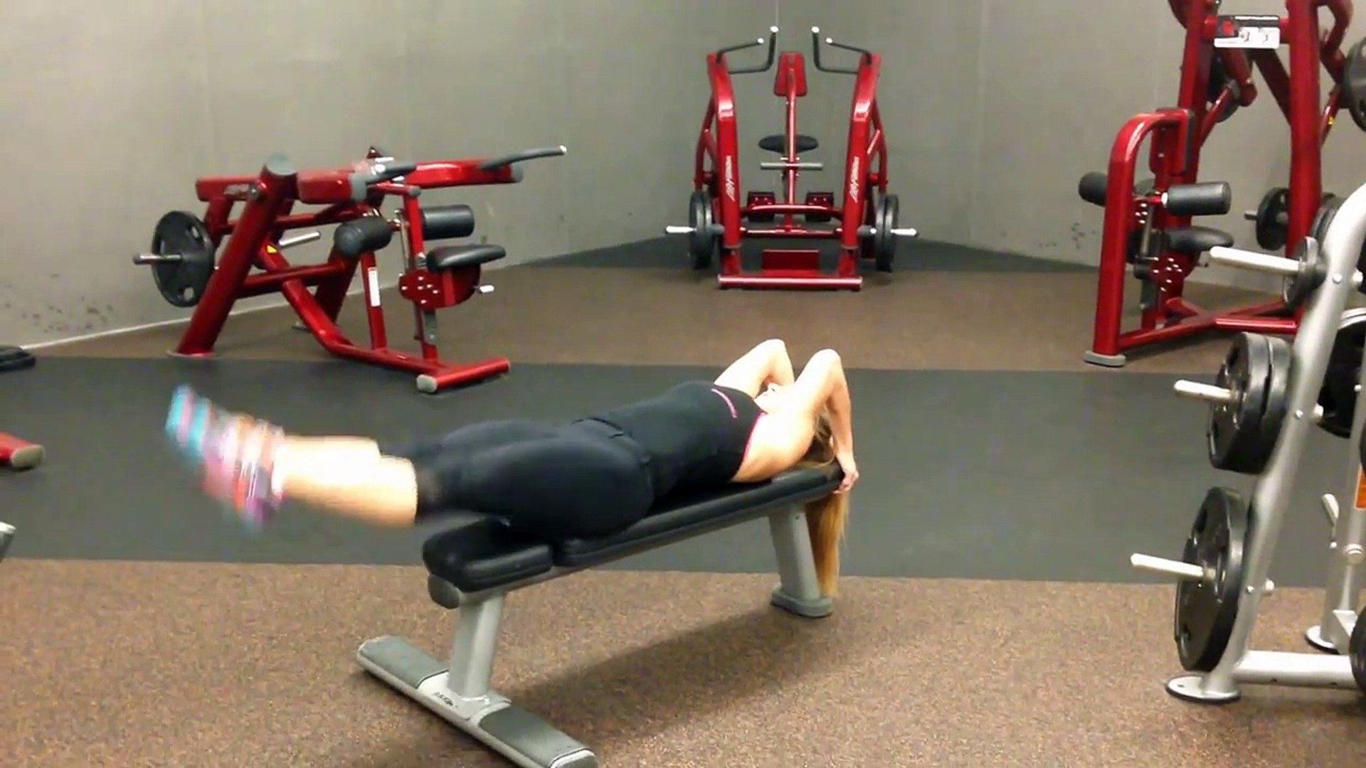 Flat Bench Lying Leg Raise Fitness Training For Females
