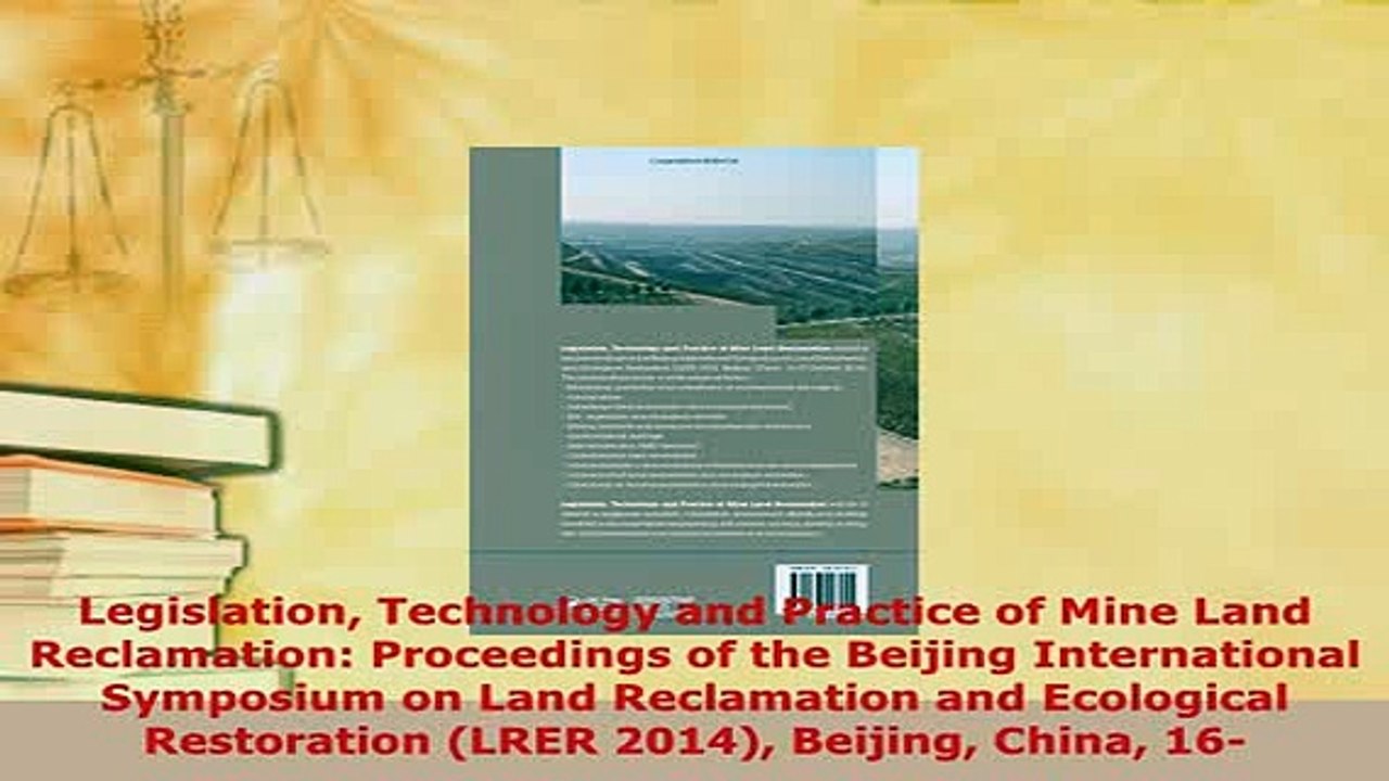 PDF  Legislation Technology and Practice of Mine Land Reclamation Proceedings of the Beijing  Read Online