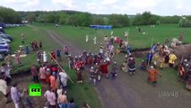 Clash of epochs: Drone speared at history festival in central Russia