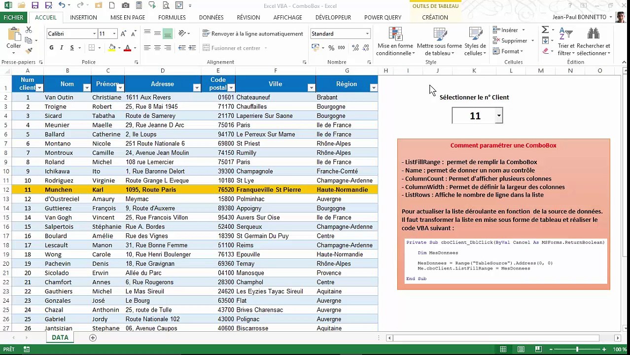 Excel VBA - Comment utiliser l'ActiveX ComboBox