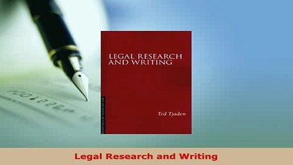 PDF  Legal Research and Writing  EBook