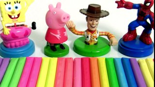 Clay Buddies Surprise Learn Colors with Peppa Pig Spiderman SpongeBob Woody Play-Doh Stampers