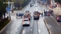 Driverless electric tricycle crashes into five cars in China