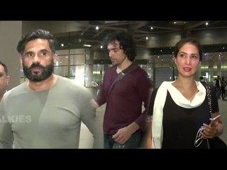 Sunil Shetty, Kim Sharma & Imtiaz Ali At Mumbai Airport