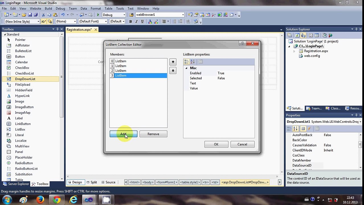 ASP.NET Tutorial 2- How to Create a Login website - Validation Controls ( Registration Page )