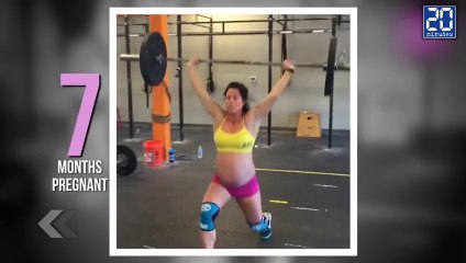 امرأة حامل مازالت تحمل الاثقال حتى شهرها التاسع بموافقة زوجها