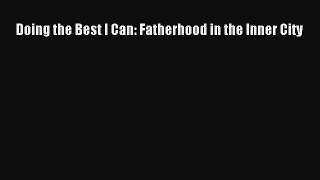 Read Doing the Best I Can: Fatherhood in the Inner City Ebook Free