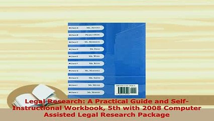 PDF  Legal Research A Practical Guide and SelfInstructional Workbook 5th with 2008 Computer  Read Online