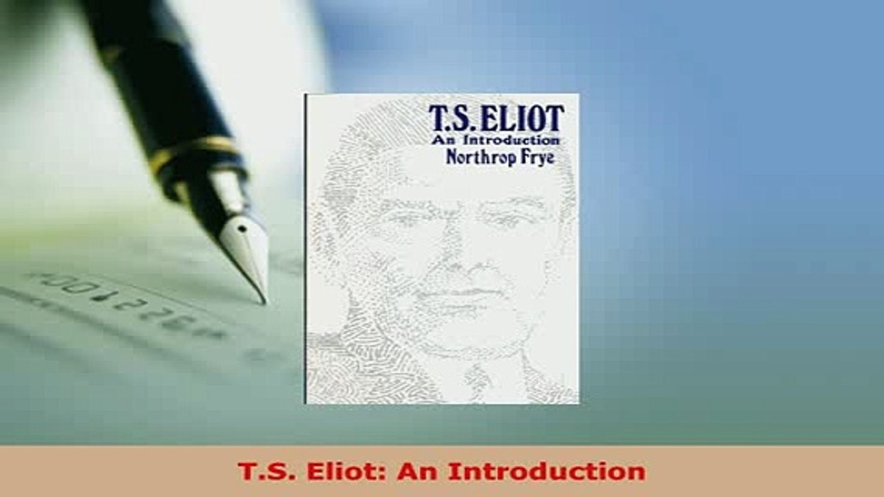 PDF  TS Eliot An Introduction  Read Online